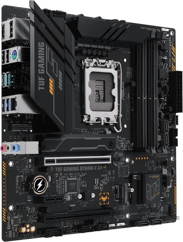 Alt view image 8 of 8 - ASUS TUF GAMING B760M-E D4 Intel LGA1700 mATX Motherboard 128GB, 4xDDR4, 1 x PCIe 4.0 x16 slot, 2 x M.2 slots,4 x SATA,1xHDMI, 1xDP, 2.5Gb Ethernet