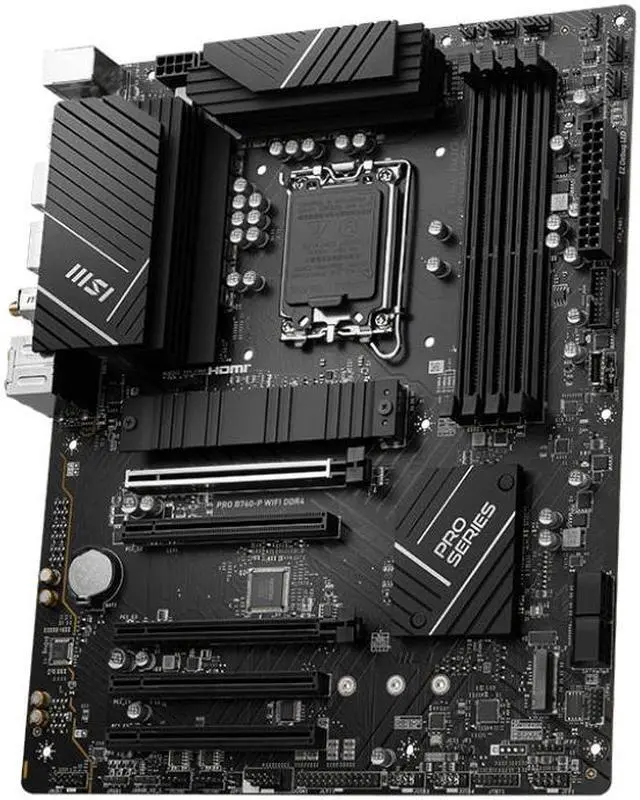 Alt view image 4 of 6 - msi pro b760-p wifi ddr4 atx motherboard, 4x ddr4~128gb, 5x pci-e x16, 2x m.2, 4x sata, 2x usb 3.2 , 4x usb 2.0, 1x usb-c