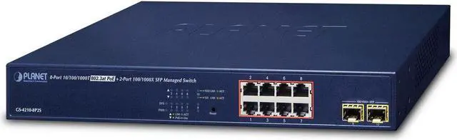 Alt view image 4 of 4 - Planet GS-4210-8P2S 8-Port 10/100/1000T 802.3at PoE + 2-Port 100/1000X SFP Managed Switch