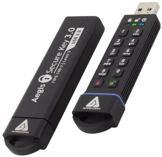 Alt view image 14 of 16 - Apricorn 16GB Aegis Secure Key USB 3.0 Flash Drive - 16 GB - USB 3.0 - 195 MB/s Read Speed - 162 MB/s Write Speed - 256-bit AES  ASK3-16GB