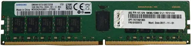 Alt view image 4 of 9 - Lenovo 16GB TruDDR4 SDRAM Memory Module - For Server - 16 GB (1 x 16GB) - DDR4-3200/PC4-25600 TruDDR4 - 3200 MHz Dual-rank Memory - 1.20 V - ECC - 288-pin - DIMM