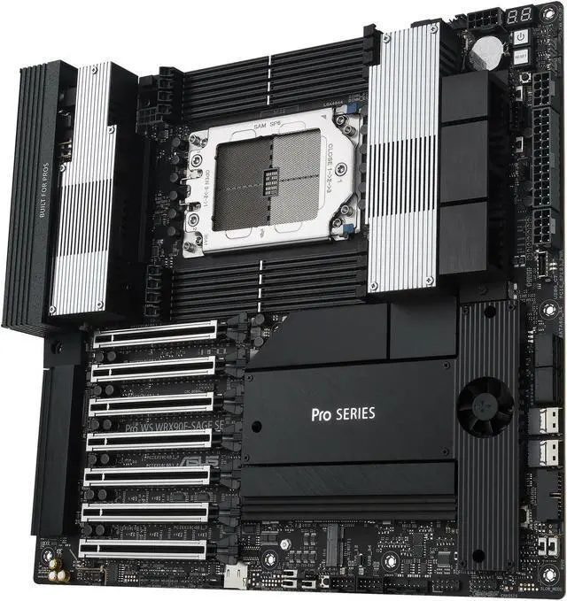 Alt view image 3 of 7 - ASUS PRO WS WRX90E-SAGE SE AMD WRX90 Threadripper PRO, 2 x Intel X7100-AT2 dual 10Gb + 1x RTL8211F 1Gb/ USB 3.2 Gen2 x6,