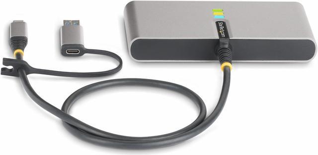 Alt view image 4 of 7 - StarTech.com 2-Port USB-C Hub with Gb Ethernet and RS232 FTDI Serial, Attached USB-C to USB-A Dongle, 100W PD Pass-Through, 2x USB-A 5Gbps