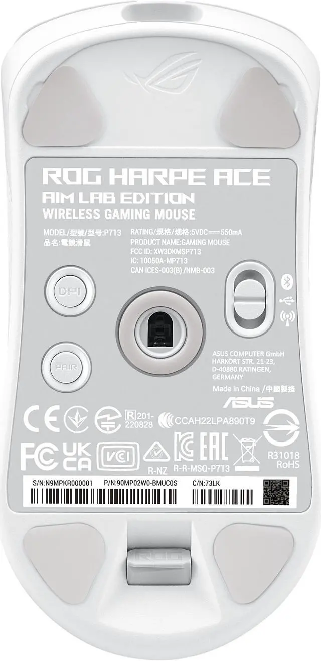 Alt view image 2 of 4 - ASUS ROG Harpe Ace - Aim Lab Edition - mouse - USB, 2.4 GHz, Bluetooth 5.1 - white