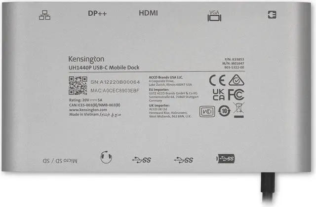 Alt view image 14 of 14 - Kensington Silver K33853WW USB-C 85W Power Delivery Mobile Hub