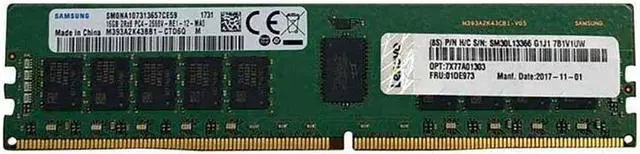 Alt view image 2 of 6 - Lenovo 32GB DDR4 SDRAM Memory Module - 32 GB - DDR4-3200/PC4-25600 DDR4 SDRAM - 3200 MHz Dual-rank Memory - 1.20 V - ECC - Registered - 288-pin - DIMM