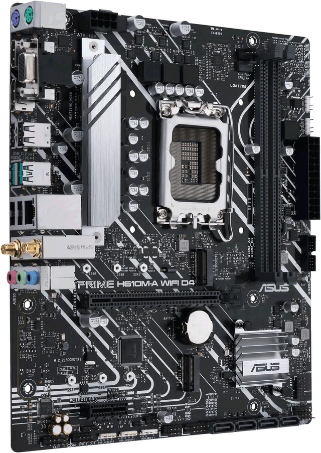 Alt view image 2 of 7 - ASUS PRIME H610M-A WIFI D4 - Motherboard - micro ATX - LGA1700 Socket - H610 Chipset - USB 3.2 Gen 1, USB 3.2 Gen 2 - Gi