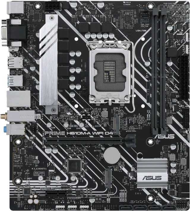 Main image of ASUS PRIME H610M-A WIFI D4 - Motherboard - micro ATX - LGA1700 Socket - H610 Chipset - USB 3.2 Gen 1, USB 3.2 Gen 2 - Gi