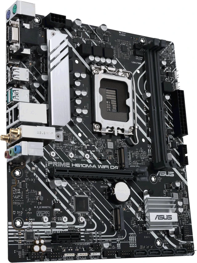 Alt view image 3 of 7 - ASUS PRIME H610M-A WIFI D4 - Motherboard - micro ATX - LGA1700 Socket - H610 Chipset - USB 3.2 Gen 1, USB 3.2 Gen 2 - Gi