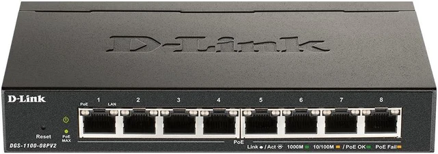 Main image of 8P D-Link DGS-1100-08PV2 - Managed - L2/L3 - Gigabit Ethernet (10/100/1000) - Vollduplex - Power over Ethernet (PoE)