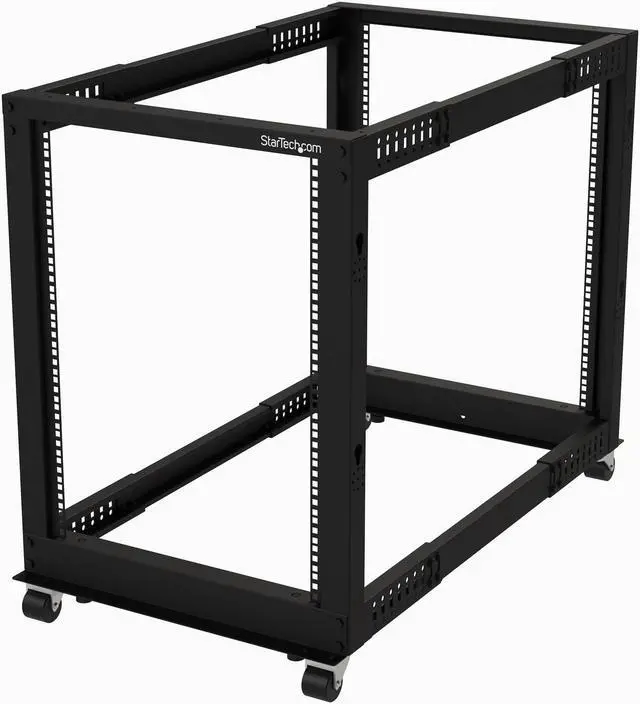 Main image of StarTech.com 15U 19" Open Frame Server Rack, 4 Post Adjustable Depth 22-40" Mobile, Free Standing Rolling Network/Comput
