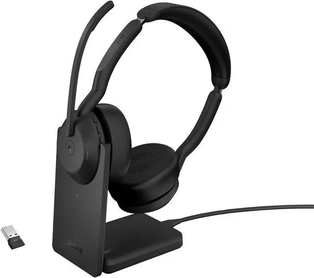 Main image of Jabra Evolve2 55 MS Stereo - Headset - on-ear - Bluetooth - wireless - active noise cancelling - USB-A - black - with ch