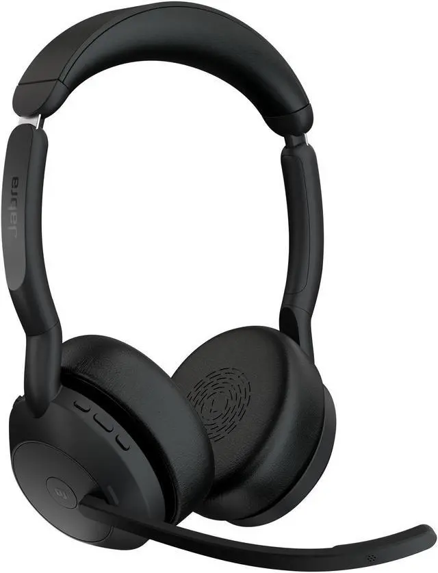 Alt view image 2 of 5 - Jabra Evolve2 55 MS Stereo - Headset - on-ear - Bluetooth - wireless - active noise cancelling - USB-A - black - with ch