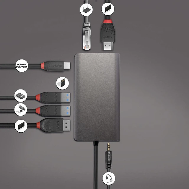 Alt view image 4 of 7 - LINDY USB-C docking station