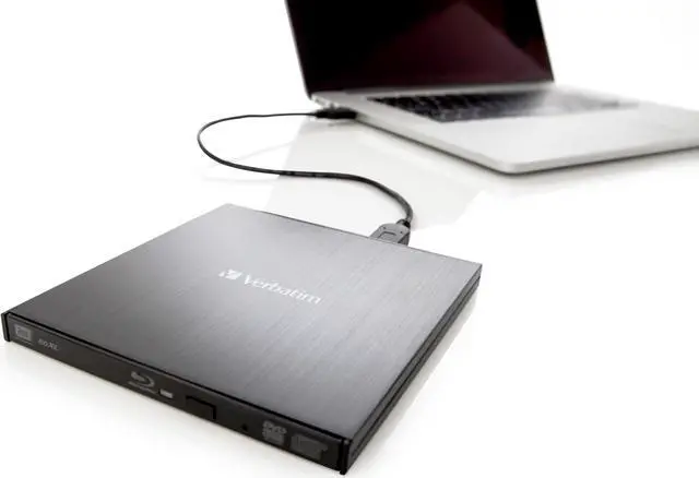 Alt view image 7 of 20 - Verbatim External Slimline Blu-Ray RW Drive - 43890 - Black
