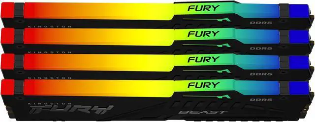 Alt view image 3 of 3 - Kingston 128GB 4x32GB DDR5 5200MT/s CL40 FURY Beast Black RGB XMP KF552C40BBAK4128