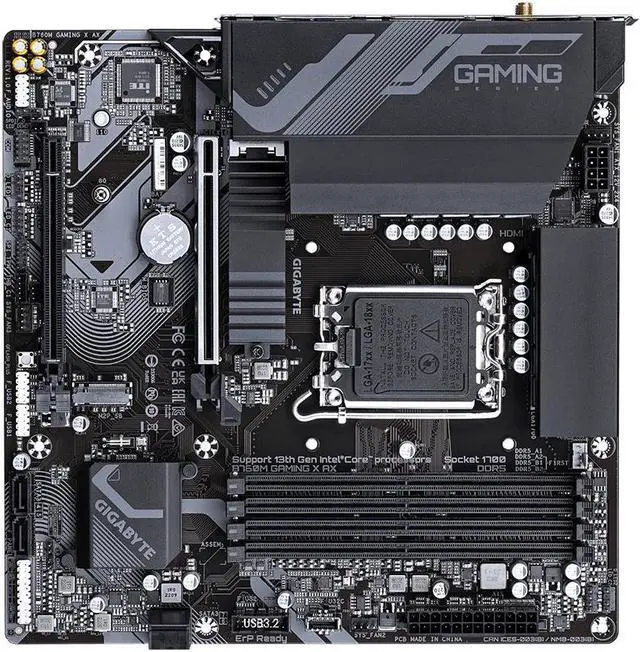 Alt view image 11 of 12 - GIGABYTE B760M GAMING X AX DDR5 (LGA 1700 Intel B760 M-ATX Motherboard with DDR5, Dual M.2, PCIe 4.0, Front USB 3.2 Gen 2 Type-C, 2.5GbE LAN, Q-Flash Plus, PCIe EZ-Latch)