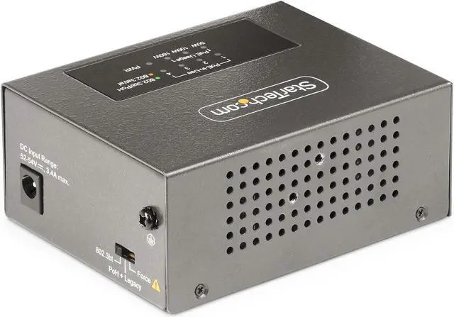 Alt view image 2 of 7 - StarTech.com 4-Port Multi-Gigabit PoE++ Injector, 5/2.5/1G Ethernet (NBASE-T), PoE/PoE+/PoE++ (802.3af/802.3at/802.3bt), 160W Power Budget