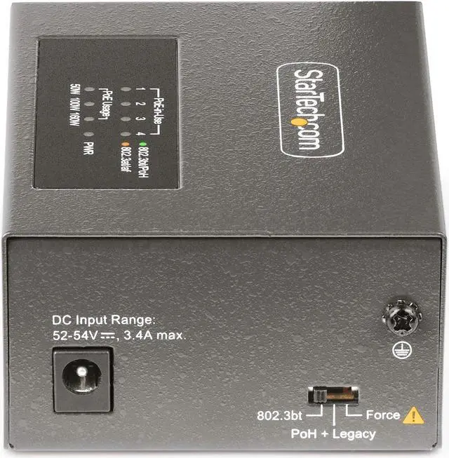 Alt view image 4 of 7 - StarTech.com 4-Port Multi-Gigabit PoE++ Injector, 5/2.5/1G Ethernet (NBASE-T), PoE/PoE+/PoE++ (802.3af/802.3at/802.3bt), 160W Power Budget