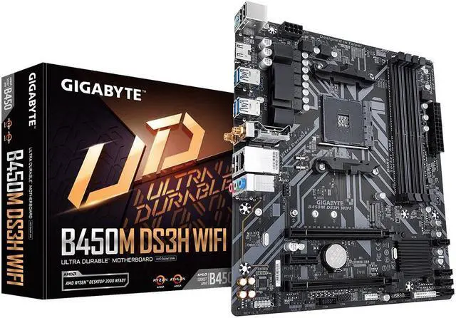 Main image of Gigabyte B450M DS3H WIFI - 1.0 - motherboard - micro ATX - Socket AM4 - AMD B450