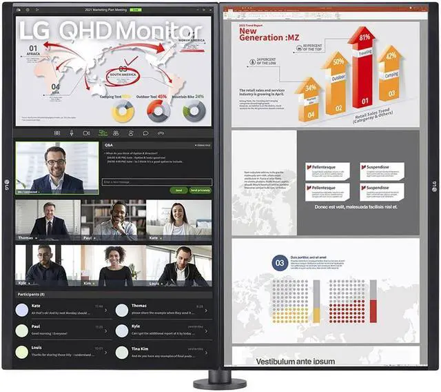 Alt view image 3 of 7 - 68,47cm/27'' (2560x1440) LG Ergo Dual 27QP88DP-BS 16:9 5ms IPS HDMI DisplayPort USB-C VESA Pivot QHD