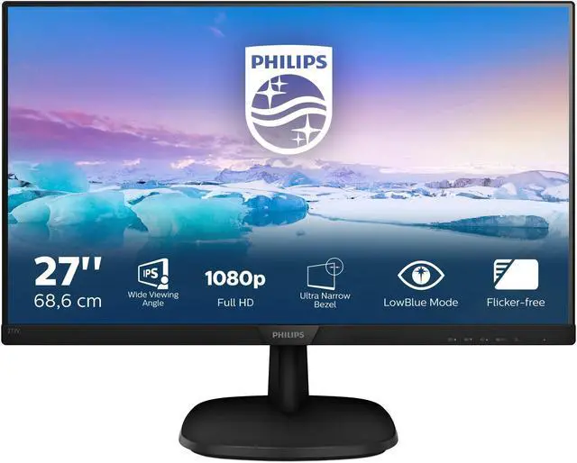 Alt view image 2 of 7 - 273V7QJAB/00 LED monitor - 27" - 1920 x 1080 Full HD (1080p) - IPS - 1000:1 - 5 ms - HDMI, VGA, DisplayPort - speakers - black, textured black