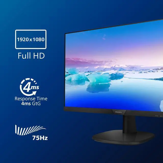 Alt view image 3 of 7 - 273V7QJAB/00 LED monitor - 27" - 1920 x 1080 Full HD (1080p) - IPS - 1000:1 - 5 ms - HDMI, VGA, DisplayPort - speakers - black, textured black