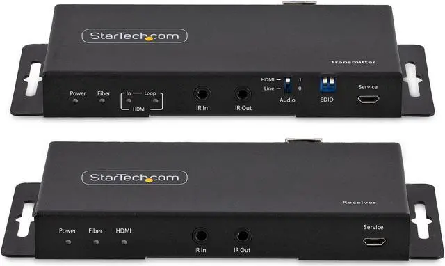 Alt view image 5 of 11 - StarTech 4K HDMI over Fiber Extender Kit, 4K 60Hz up to 3300ft/1km (Single Mode) or 1000ft/300m (Multimode) LC Fiber Optic, HDR, HDCP, 3.5mm Audio/RS232/IR Extender, Transmitter and Receiver Kit