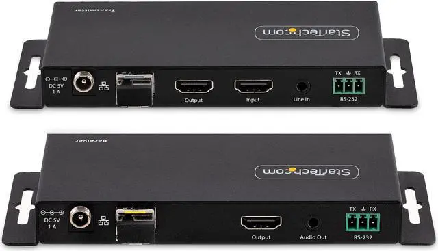 Alt view image 4 of 11 - StarTech 4K HDMI over Fiber Extender Kit, 4K 60Hz up to 3300ft/1km (Single Mode) or 1000ft/300m (Multimode) LC Fiber Optic, HDR, HDCP, 3.5mm Audio/RS232/IR Extender, Transmitter and Receiver Kit