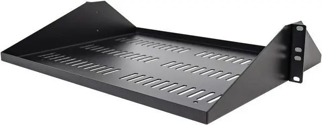 Alt view image 2 of 7 - StarTech.com SHELF-2U-14-CENTER-V 2U Server Rack Shelf, Center Mounted Universal Vented Rackmount Cantilever Tray for 19" Network Equipment Rack, Heavy Duty Steel, 200lb Capacity, 14" Deep, Black