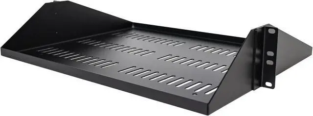 Alt view image 3 of 7 - StarTech.com SHELF-2U-14-CENTER-V 2U Server Rack Shelf, Center Mounted Universal Vented Rackmount Cantilever Tray for 19" Network Equipment Rack, Heavy Duty Steel, 200lb Capacity, 14" Deep, Black