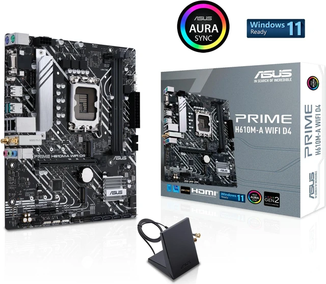 Alt view image 6 of 7 - ASUS PRIME H610M-A WIFI D4 - Motherboard - micro ATX - LGA1700 Socket - H610 Chipset - USB 3.2 Gen 1, USB 3.2 Gen 2 - Gi