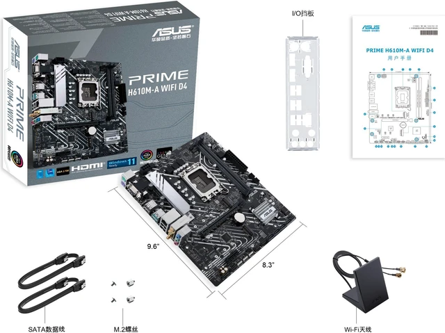 Alt view image 7 of 7 - ASUS PRIME H610M-A WIFI D4 - Motherboard - micro ATX - LGA1700 Socket - H610 Chipset - USB 3.2 Gen 1, USB 3.2 Gen 2 - Gi