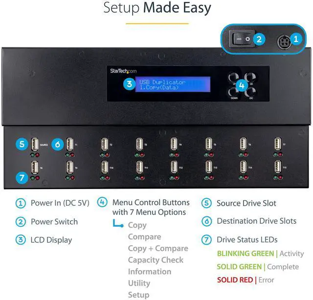 Alt view image 6 of 15 - StarTech.com USBDUPE115 USB Duplicator, 1:15, USB Flash Drives, Flash Drive Duplicator