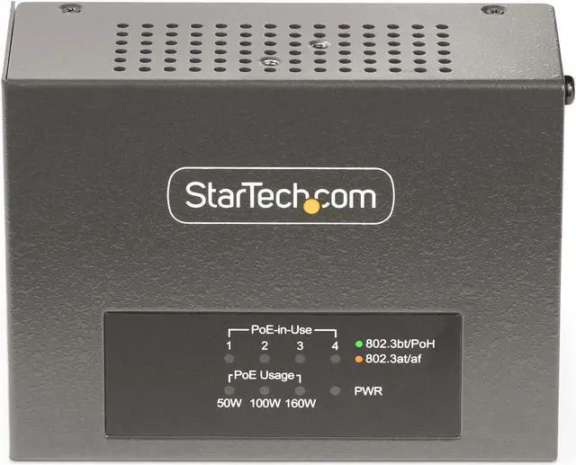 Alt view image 5 of 7 - StarTech.com 4-Port Multi-Gigabit PoE++ Injector, 5/2.5/1G Ethernet (NBASE-T), PoE/PoE+/PoE++ (802.3af/802.3at/802.3bt), 160W Power Budget