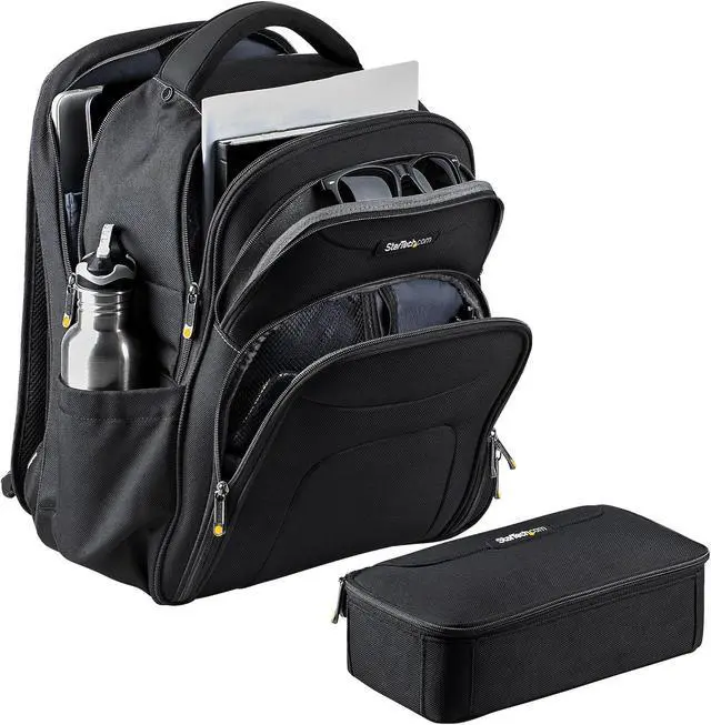 Alt view image 14 of 15 - Startech 17.3" Laptop Backpack w/ Removable Accessory Case, Professional IT Tech Backpack for Work/Travel/Commute, Nylon Computer Bag