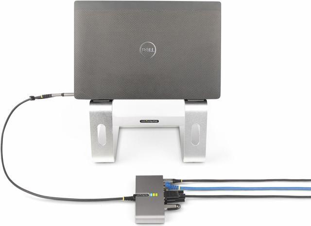Alt view image 6 of 7 - StarTech.com 2-Port USB-C Hub with Gb Ethernet and RS232 FTDI Serial, Attached USB-C to USB-A Dongle, 100W PD Pass-Through, 2x USB-A 5Gbps