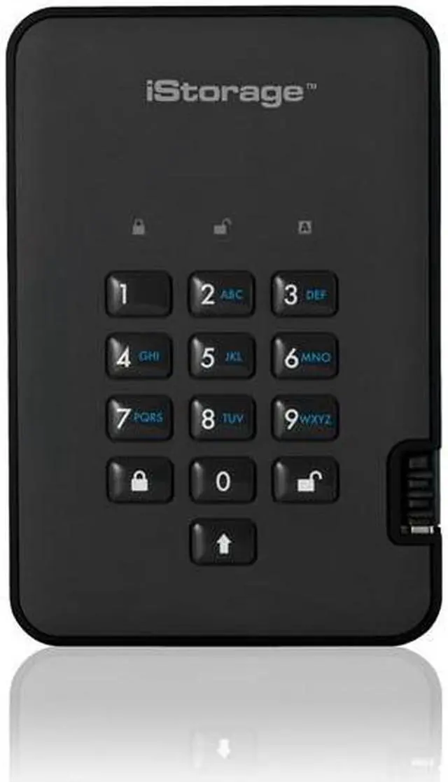 Alt view image 2 of 11 - iStorage diskAshur2 SSD 512GB Black - Secure portable solid state drive - Password protected, dust and water resistant, portable, military grade hardware encryption USB 3.2 IS-DA2-256-SSD-512-B