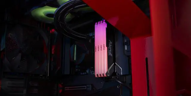 Alt view image 5 of 7 - Kingston FURY Beast RGB - DDR4 - kit - 32 GB: 2 x 16 GB - DIMM 288-pin - 3200 MHz / PC4-25600 - CL16 - 1.35 V - unbuffer