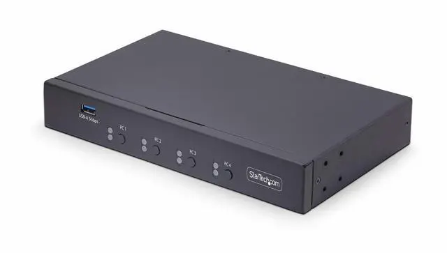 Main image of StarTech 4-Port KM Switch w/ Mouse Switching - USB 3.0 Keyboard/Mouse Switcher for 4 Computers - 3.5mm and USB Audio - TAA Compliant P4A20132-KM-SWITCH