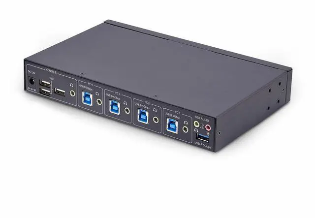 Alt view image 2 of 13 - StarTech 4-Port KM Switch w/ Mouse Switching - USB 3.0 Keyboard/Mouse Switcher for 4 Computers - 3.5mm and USB Audio - TAA Compliant P4A20132-KM-SWITCH