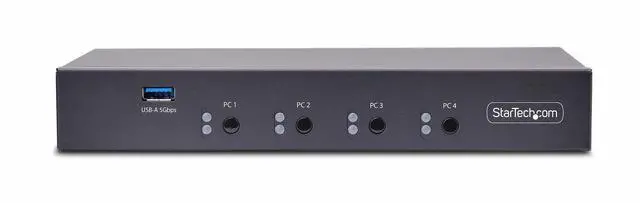 Alt view image 3 of 13 - StarTech 4-Port KM Switch w/ Mouse Switching - USB 3.0 Keyboard/Mouse Switcher for 4 Computers - 3.5mm and USB Audio - TAA Compliant P4A20132-KM-SWITCH