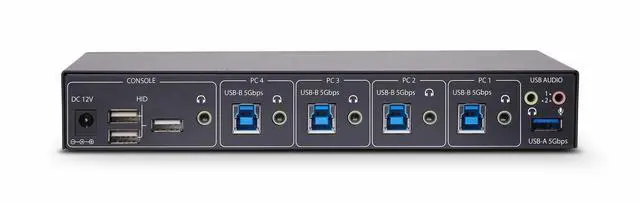 Alt view image 4 of 13 - StarTech 4-Port KM Switch w/ Mouse Switching - USB 3.0 Keyboard/Mouse Switcher for 4 Computers - 3.5mm and USB Audio - TAA Compliant P4A20132-KM-SWITCH