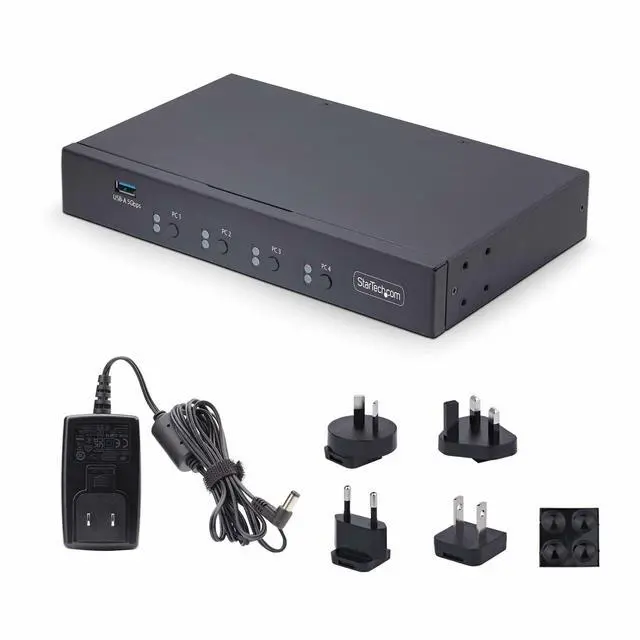 Alt view image 5 of 13 - StarTech 4-Port KM Switch w/ Mouse Switching - USB 3.0 Keyboard/Mouse Switcher for 4 Computers - 3.5mm and USB Audio - TAA Compliant P4A20132-KM-SWITCH
