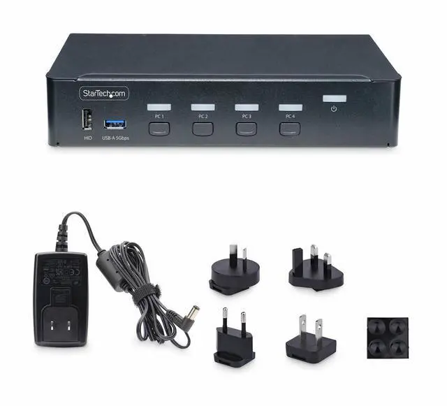 Alt view image 12 of 17 - StarTech 4-Port DisplayPort KVM Switch Single 4K 60Hz Monitor 6x USB Ports Hotkey & Push-Button Switching TAA Compliant P4AD122KVMSWITCH