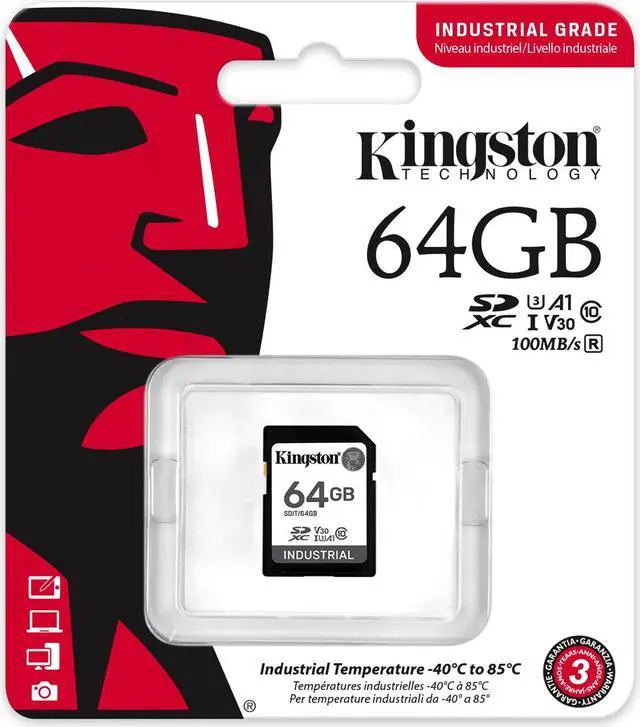 Alt view image 11 of 12 - Kingston 64GB Industrial SD Memory Card UHS-I U3 V30 A1 Ideal for Extreme Conditions SDIT/64GB