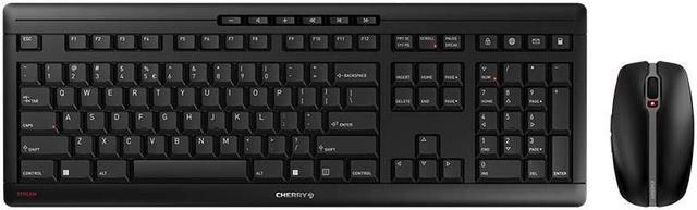 Alt view image 10 of 13 - CHERRY STREAM DESKTOP Keyboard & Mouse - USB Wireless 104 Key - English (US) - Black - USB Wireless Mouse - Optical - 2400 dpi - 6 Button - Scroll Wheel - Black - Volume Up, Mute, Volume Down, Pre