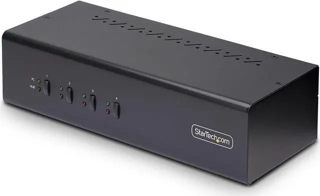 Alt view image 6 of 14 - StarTech 4-Port Dual-Monitor DisplayPort KVM Switch 4K 60Hz 2x USB 5Gbps Ports Hotkey/Push-Button Switching TAA Compliant P4DD46A2KVMSWITCH