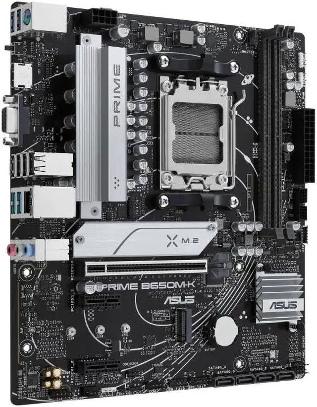 Alt view image 3 of 7 - Asus PRIME B650M-K Micro-ATX motherboard with DDR5 PCIe 5.0 M.2 2.5Gb