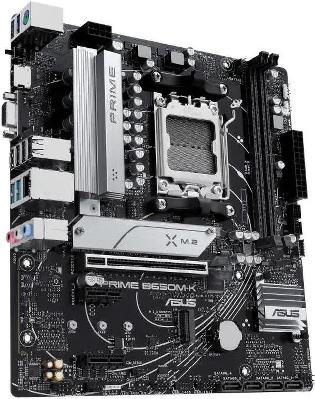 Alt view image 4 of 7 - Asus PRIME B650M-K Micro-ATX motherboard with DDR5 PCIe 5.0 M.2 2.5Gb